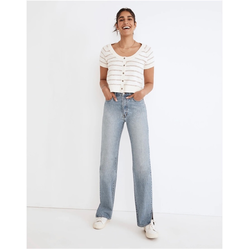 NWT Madewell Perfect Vintage Straight Jean in Applefield Wash: Side-Slit Edition